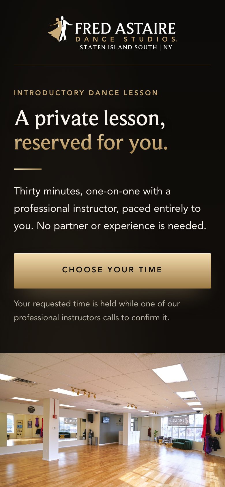 The booking page